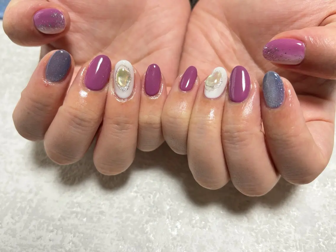 ネイル オーロラネイル フットネイル フレンチネイル ジェルネイル 韓国ネイル ハンドネイル kiki nail &brow二子玉川のネイルデザイン