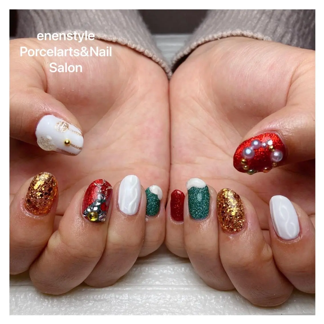 ミディアム ネイル 🐾enen style 🐾のネイルデザイン