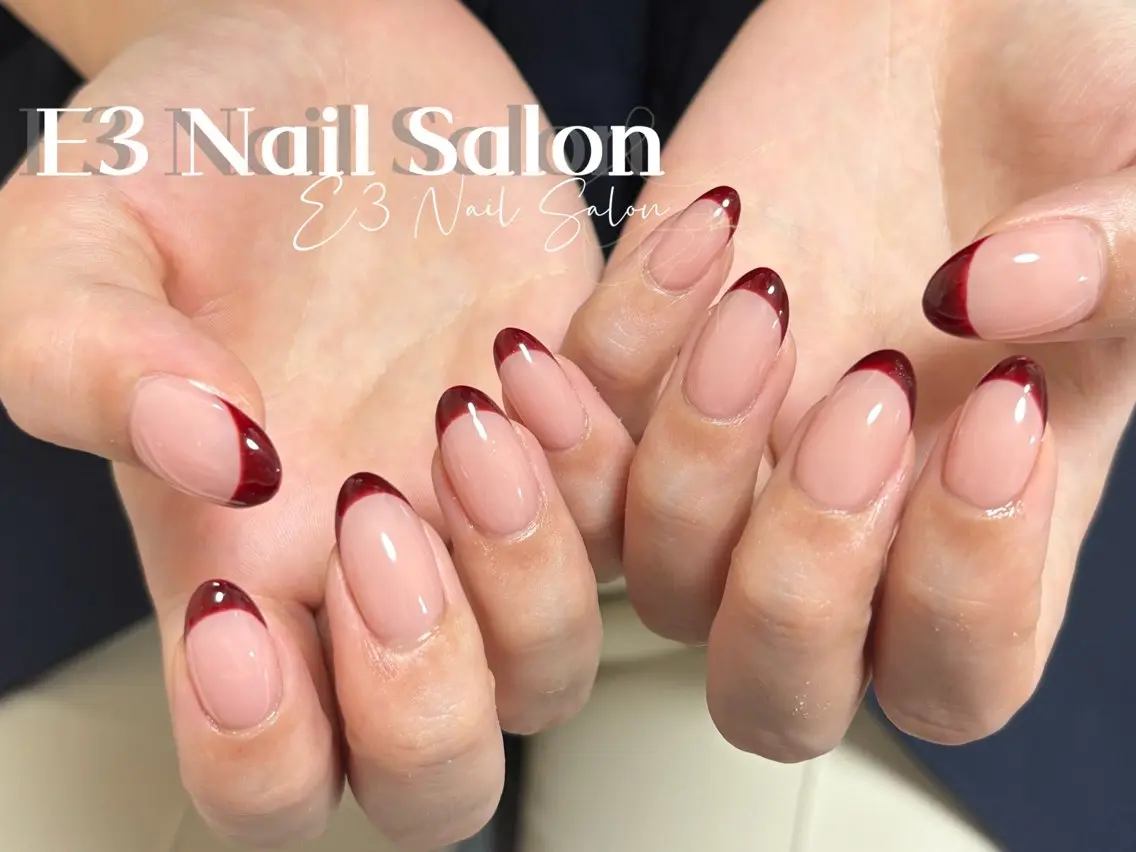 ネイル アニマル柄 オーロラネイル べっ甲ネイル ボルドー ブラウン ハンドネイル E3 Nail Salonのネイルデザイン