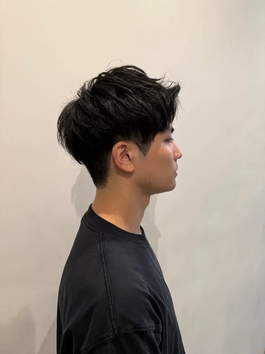 メンズ アップバング マッシュ 川口開世 Jr.stylistのヘアスタイル