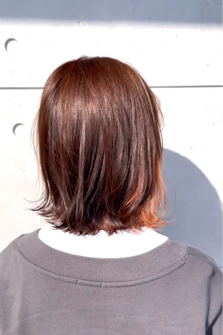 ミディアム カラー インナーカラー オレンジ GRANDEUR焼津 /森田まゆ🎀のヘアスタイル