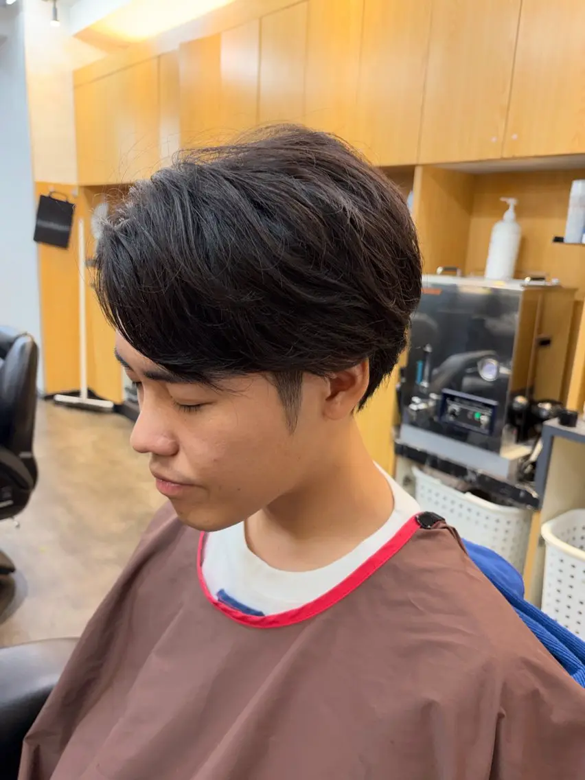 ミディアム ミディアムパーマ くびれヘア ウルフカット 【癒しのバーバー】 小野寺のヘアスタイル