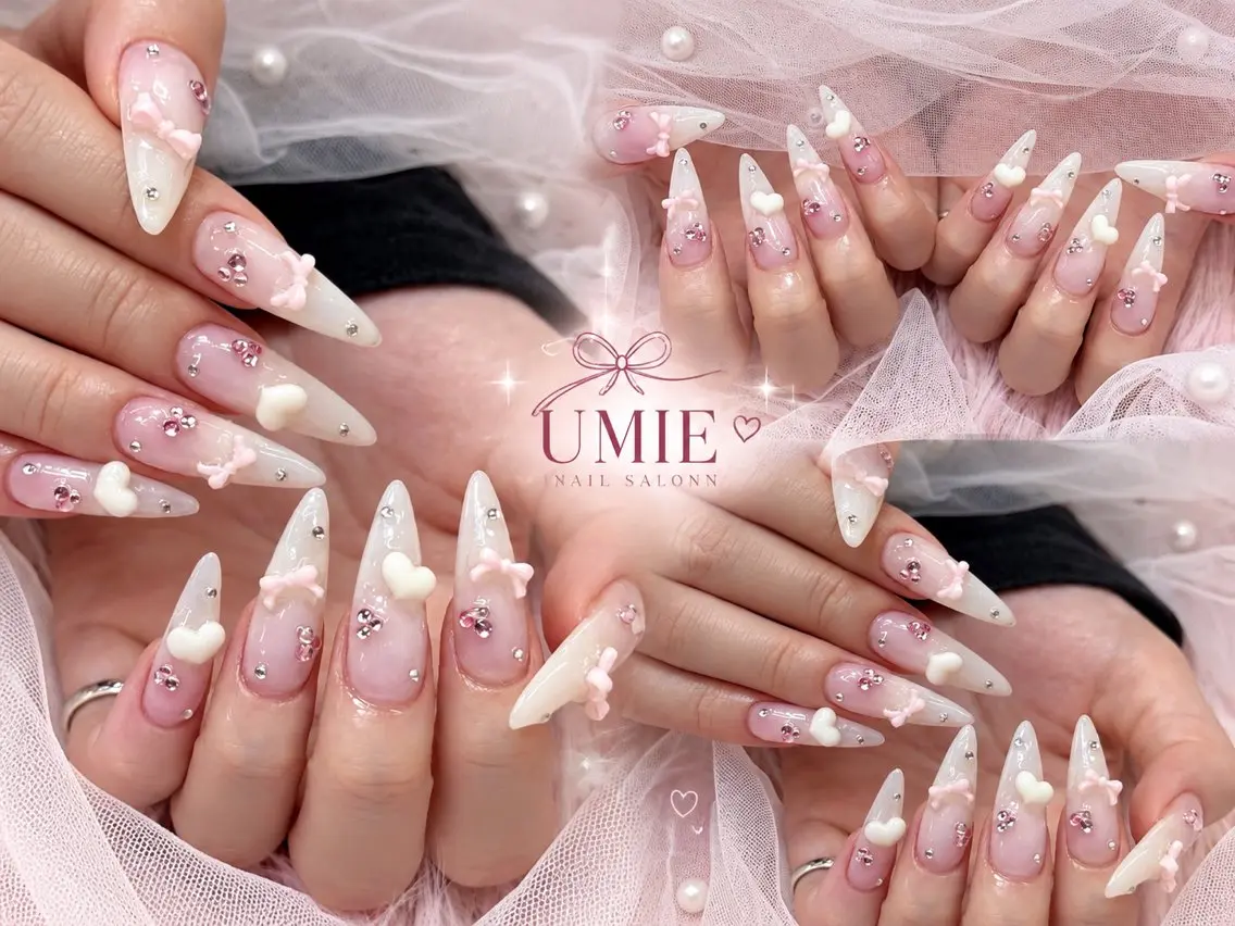 ネイル フットネイル フレンチネイル ジェルネイル ガラスフレンチ マグネットネイル ハンドネイル UMIE NAIL SALONのネイルデザイン