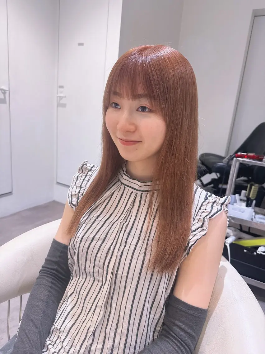 セミロング カラー ベージュカラー ブリーチ ケアブリーチ 透明感カラー オレンジ カット ヘアカラー 💎透明感カラー特化 💎TAISEIのヘアスタイル