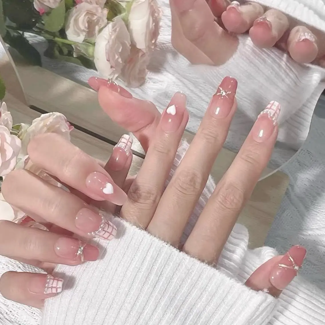 ネイル 成人式 ジェルネイル ネイルチップ ハンドネイル MoMoA Nail ネイル長さ出し専門店のネイルデザイン