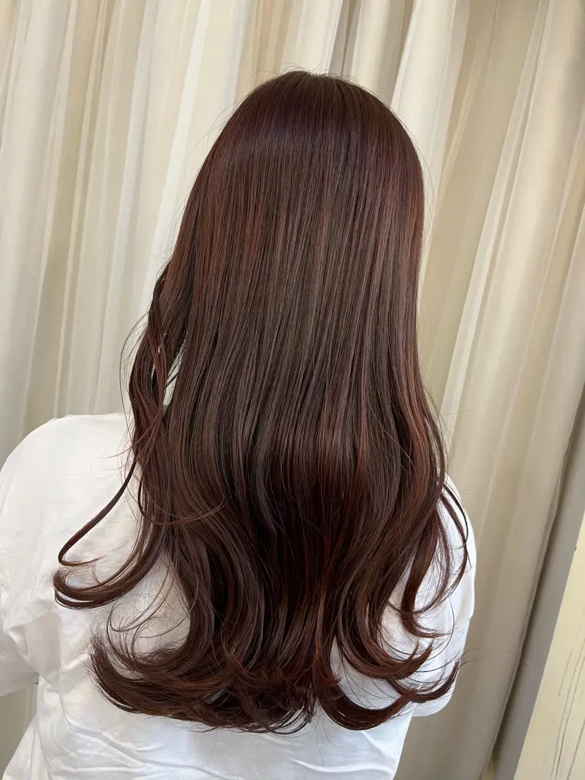 ロング カラー ブリーチ ブリーチなしカラー ピンクカラー 金城 麗華のヘアスタイル
