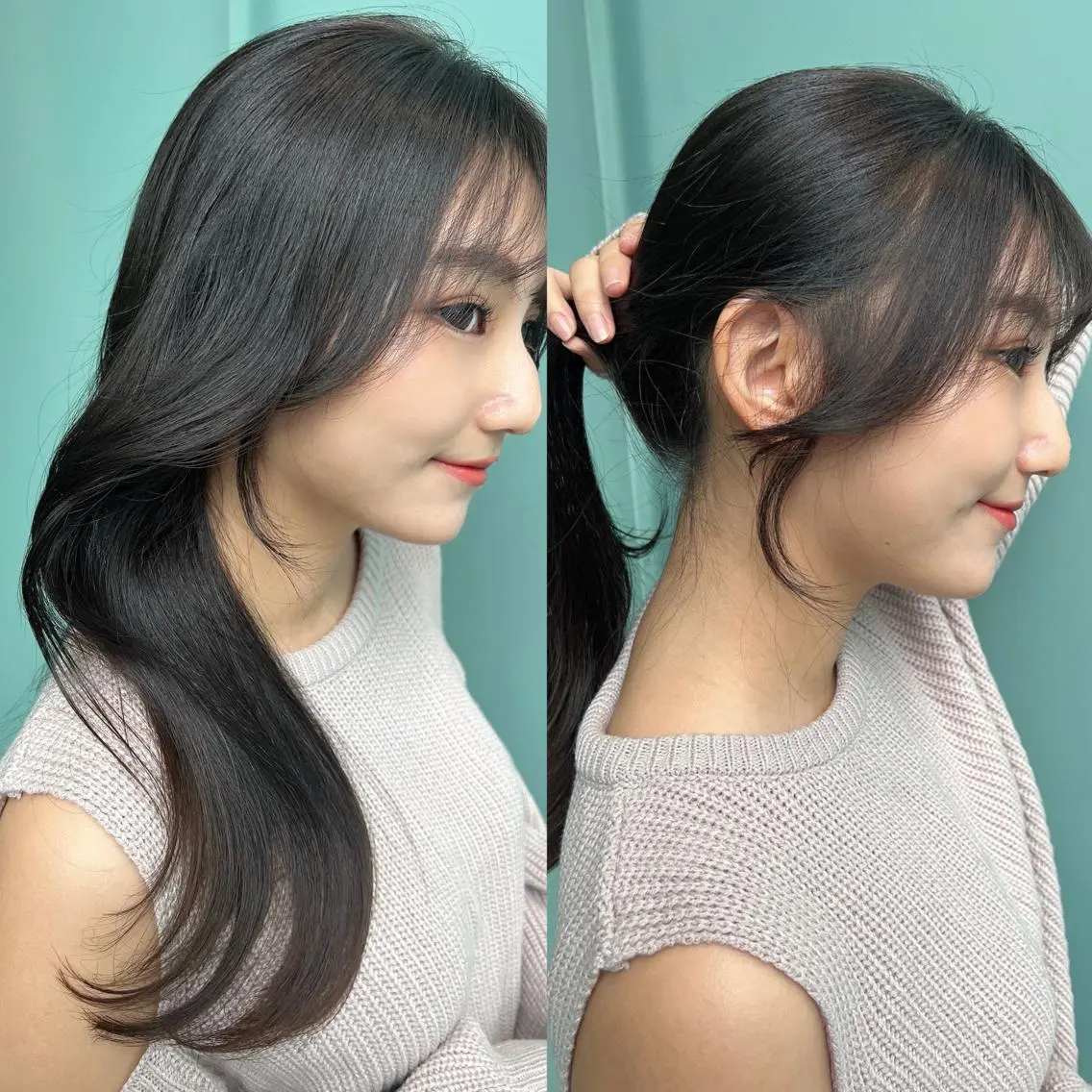 ロング カラー 顔周りカット 韓国風ヘア カット ヘアカラー トリートメント 韓国ヘア特化型美容師 カワノマイ🇰🇷のヘアスタイル