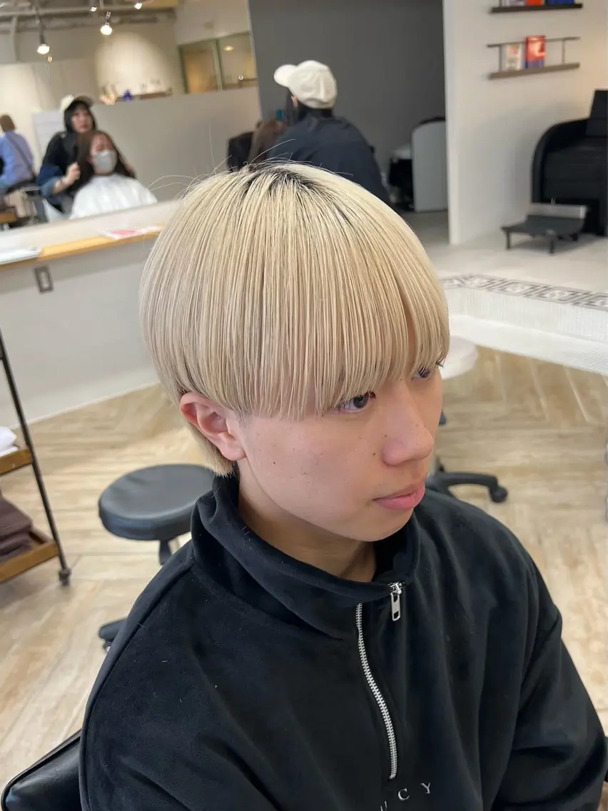 カラー メンズ カット ヘアカラー トリートメント ベージュ/髪質改善 新潟/万代/井上佑のヘアスタイル