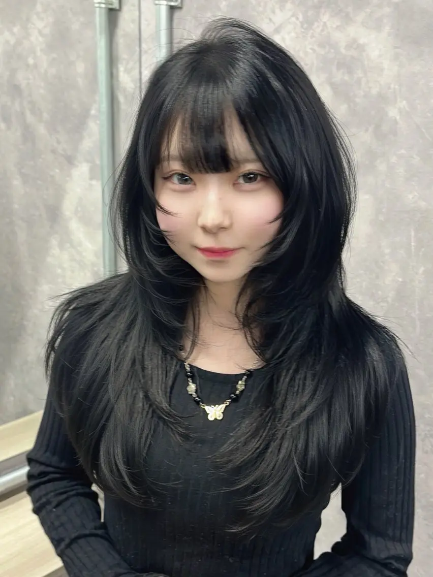 セミロング 顔まわりレイヤー 髪質改善 韓国風ヘア レイヤーカット ウルフカット カット ヘアカラー トリートメント ブリーチなしカラー/ 髪質改善 佐藤 豪のヘアスタイル