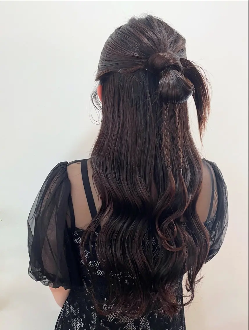 ロング ヘアアレンジ ハーフアップ ボブ 髪質改善 韓国風ヘア ロング ヘアセット mopa_kaede ナチュラル/レイヤーのヘアスタイル