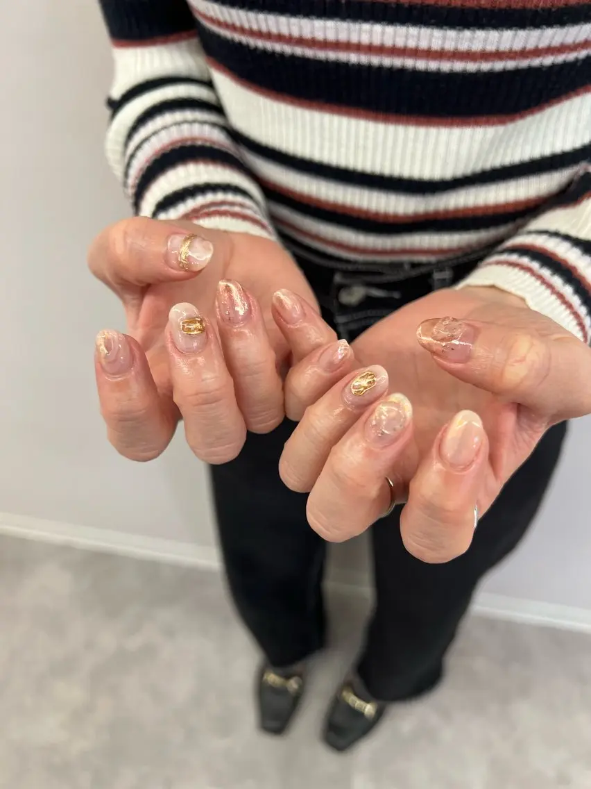 ネイル ジェルネイル 韓国ネイル ニュアンスネイル パラジェル ピンク Bana_ Nailのネイルデザイン