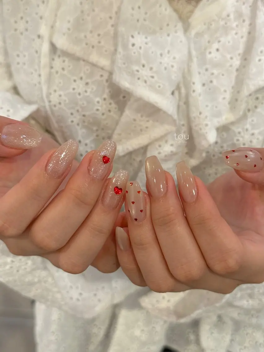 ネイル ハート シンプルネイル ハンドネイル tou_kyoto kiyokaのネイルデザイン