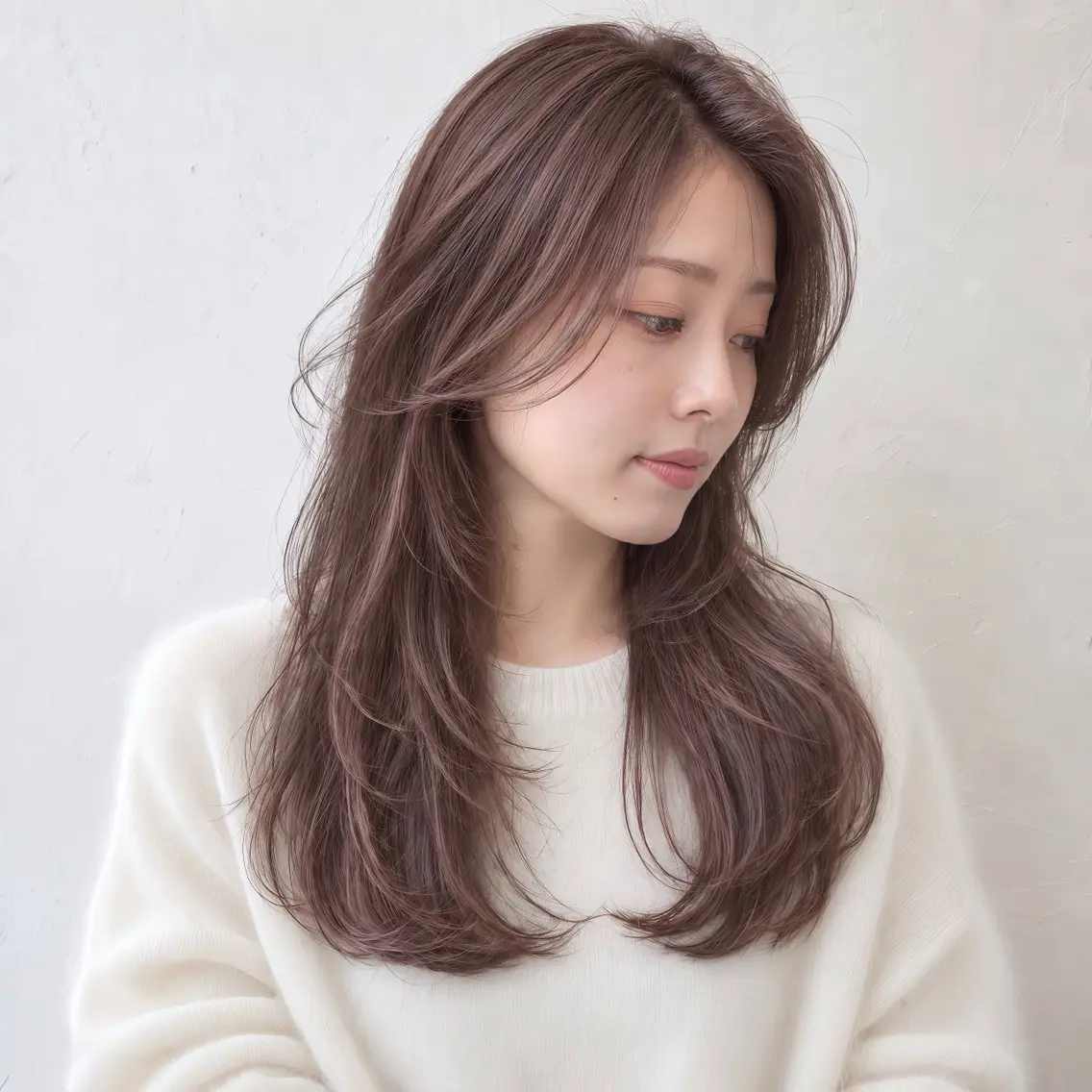 ロング カラー 透明感カラー グレージュ ラベンダーカラー ラベンダーグレージュ ラベンダーグレー カット ヘアカラー トリートメント 銀座/モテ🤍垢抜け レイヤー/あさみのヘアスタイル