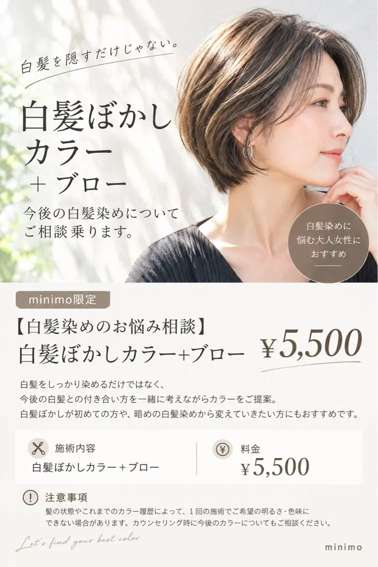 白髪ぼかしカラー+ブローの写真