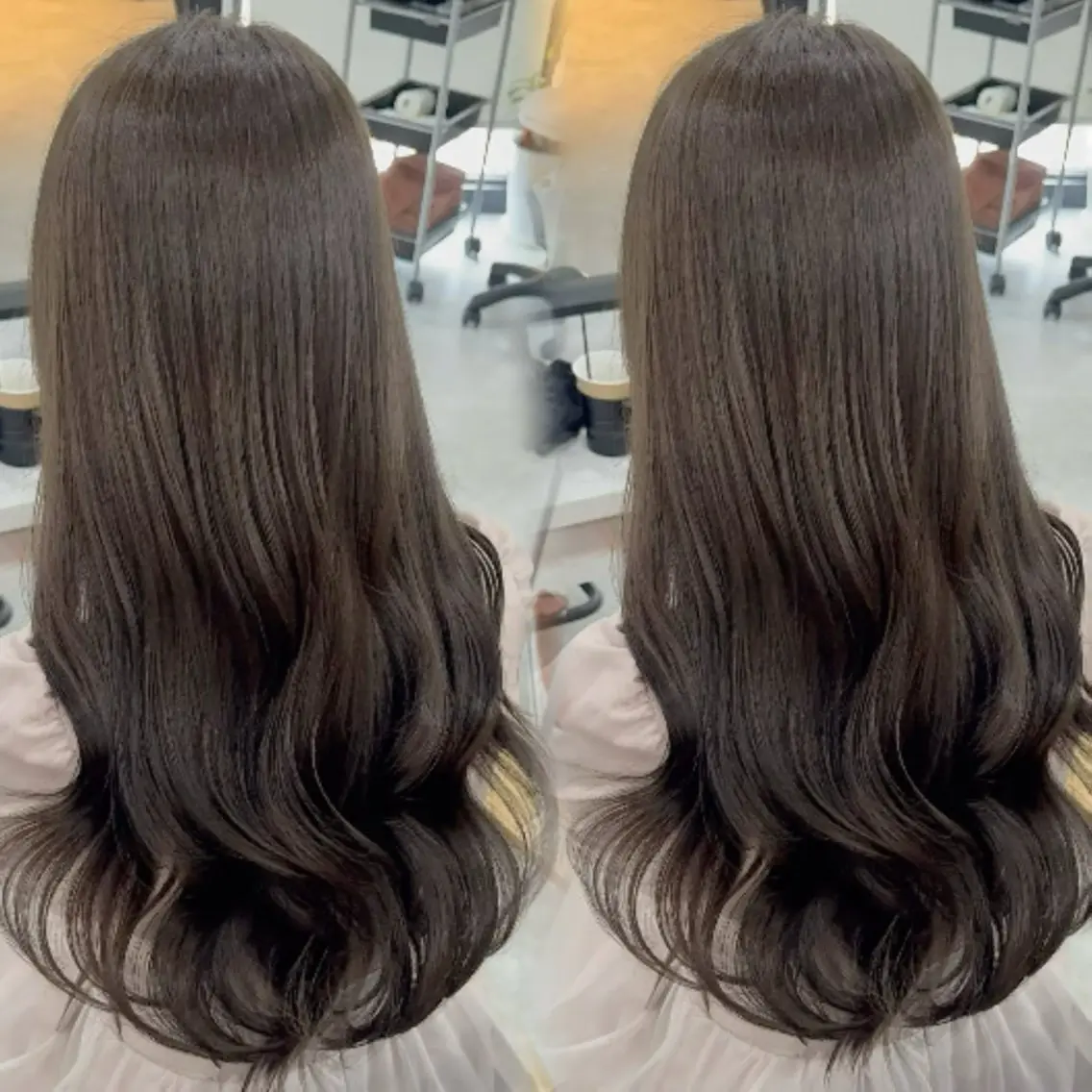 ロング カラー アッシュ アッシュブラウン ベージュカラー 黒髪 ブリーチ カット ヘアカラー トリートメント 赤み無し柔らかカラー 【梅田】madokaのヘアスタイル