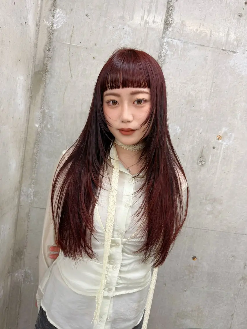 ロング カラー レッドカラー レイヤーカット ❤️アヤカ レイヤーカット❤️のヘアスタイル