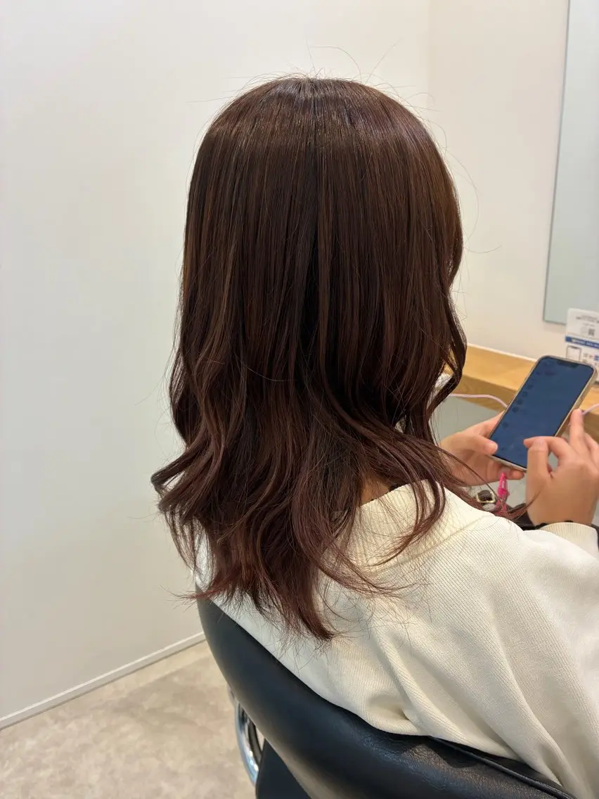 ミディアム カラー カット ヘアカラー トリートメント レイヤー/ヘアセット 💐nao.のヘアスタイル