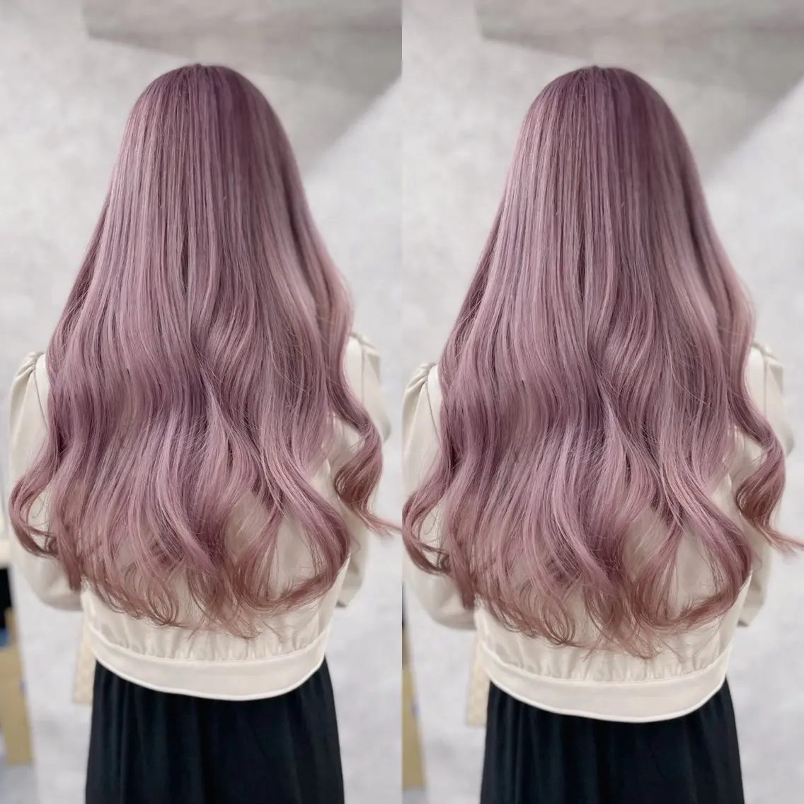 ロング カラー カシス ラベンダーカラー ヘアカラー トリートメント ヘアセット ブリーチ無しダブル カラー🦕まどかのヘアスタイル
