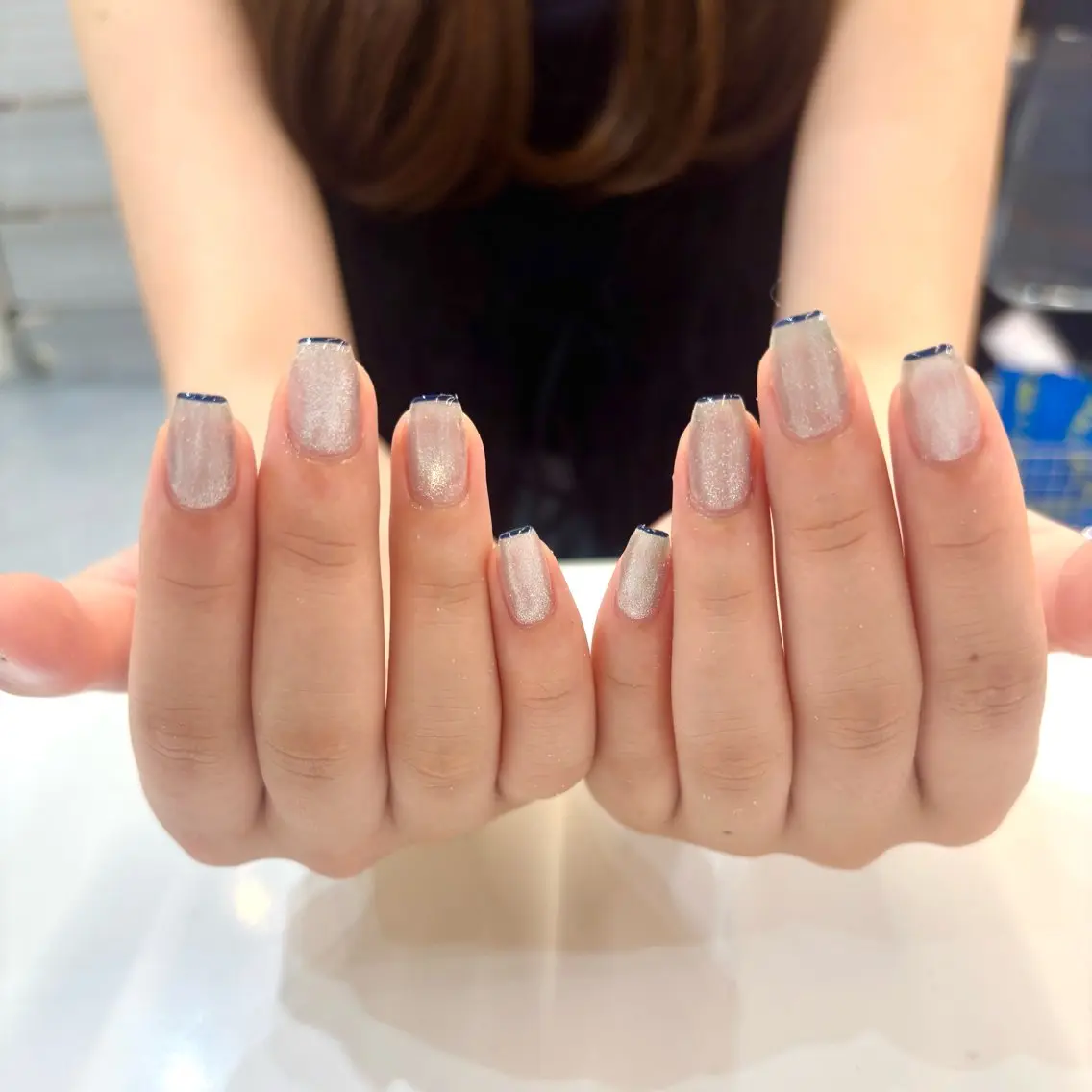 ネイル ネイビー シルバー 🫧pool SHIMADA🫧のネイルデザイン