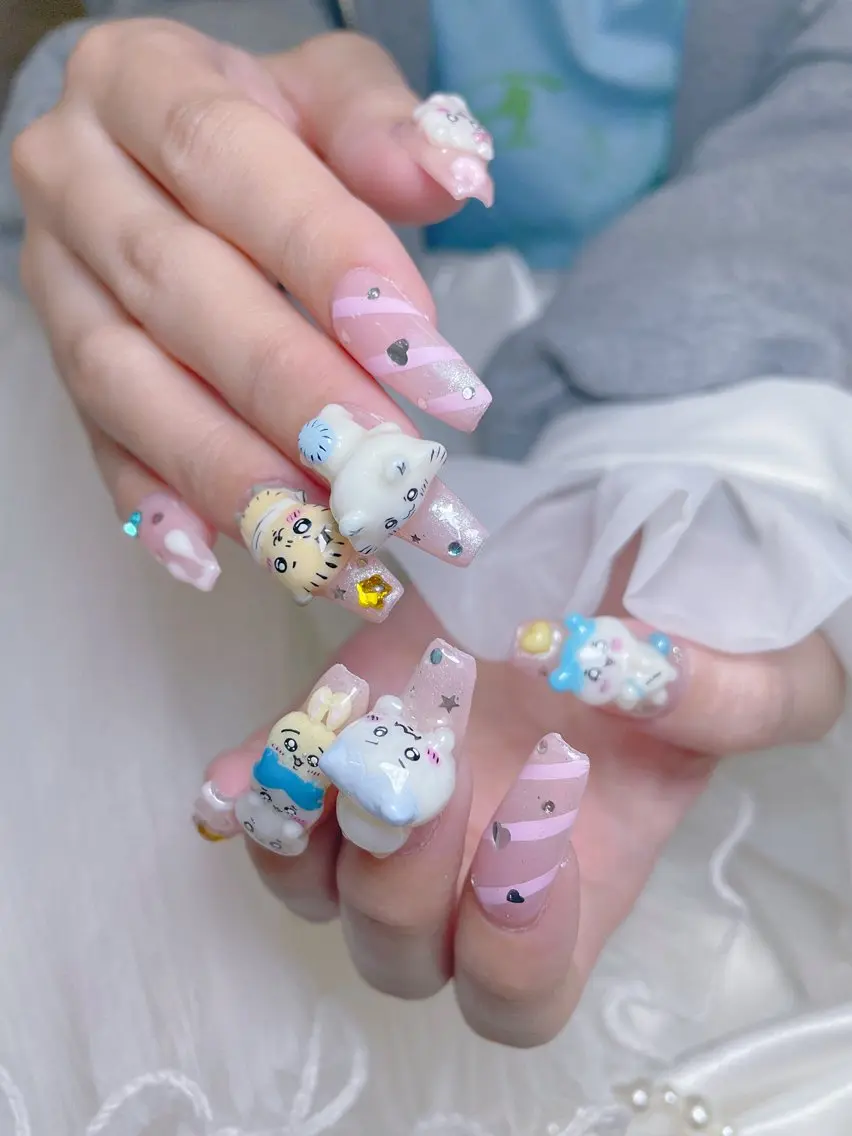 ネイル クリアネイル ロングネイル マグネットネイル 大理石ネイル(マーブル) 春ネイル ハンドネイル princess👑 木戸　唯のネイルデザイン