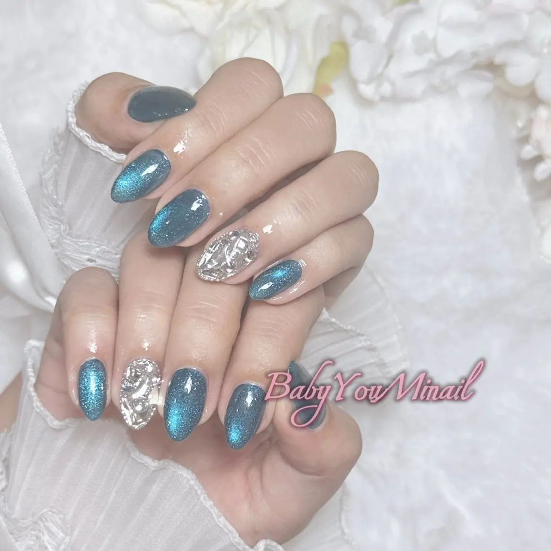 ネイル オーロラネイル チークネイル 成人式 フットネイル フレンチネイル ハンドネイル BabyYouMi nailのネイルデザイン
