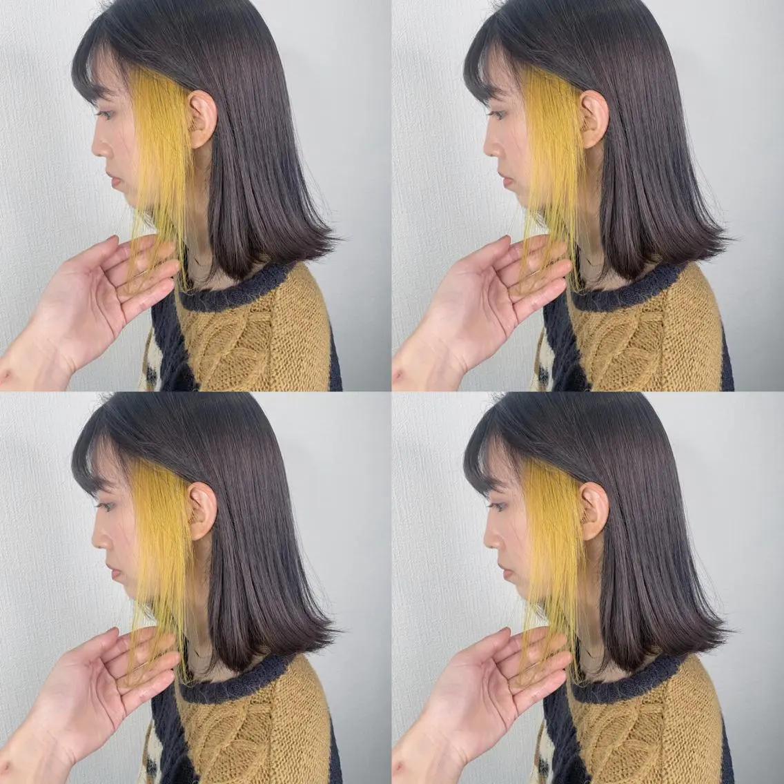 ミディアム カラー ダークシルバー シルバー イエローカラー ヘアカラー 袴田 伊代のヘアスタイル