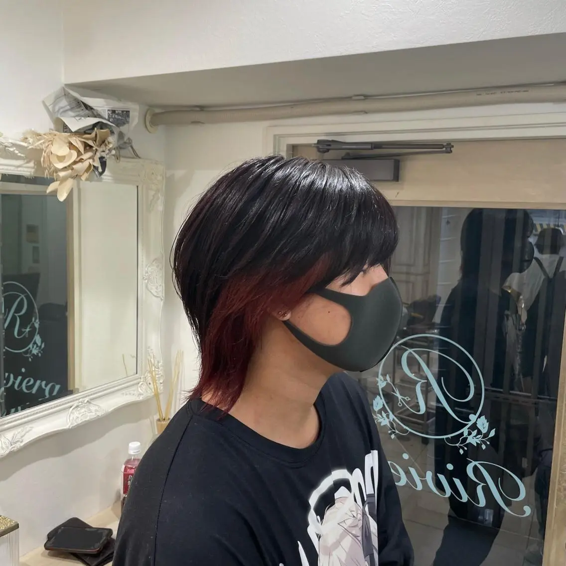 ショート カラー メンズ メンズウルフカット ピンクカラー ウルフカット ミルクティーベージュ /三村克彦のヘアスタイル