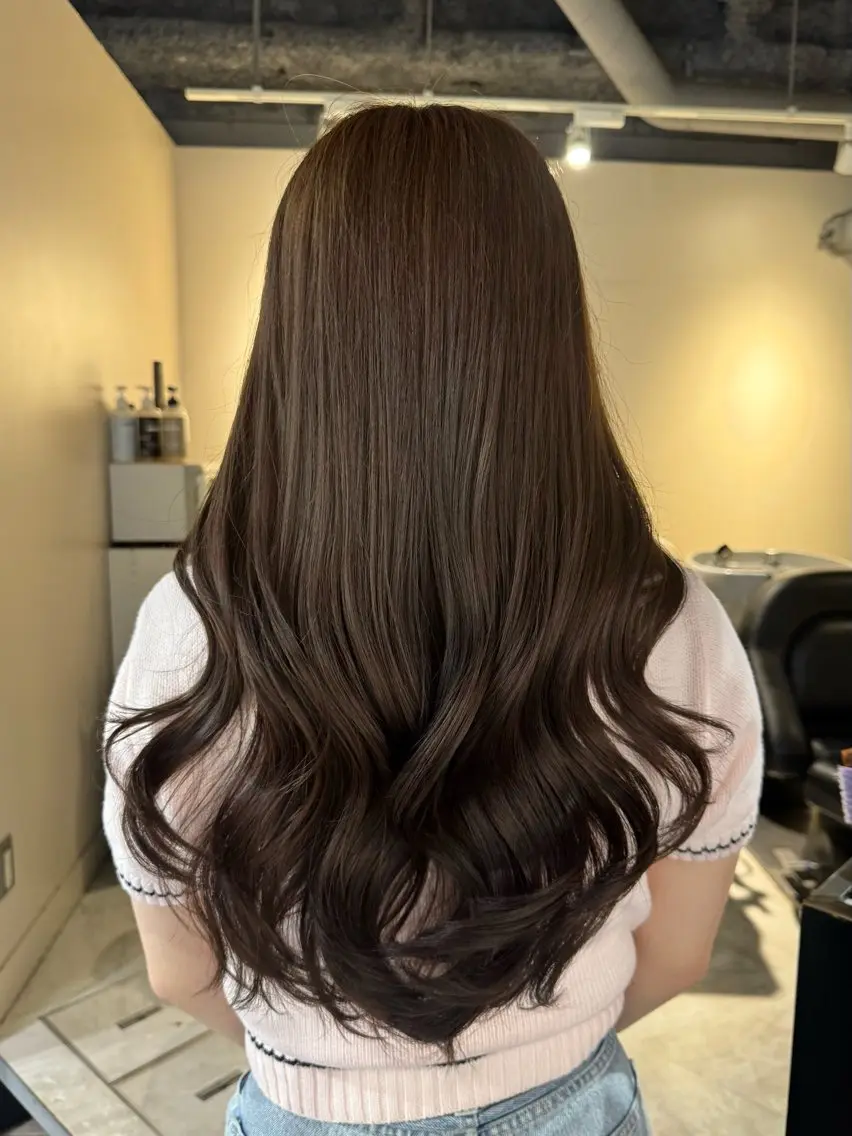 ロング カラー ブリーチ ブリーチなしカラー ヘアカラー 韓国🎀中明度カラー リストSAKURAのヘアスタイル