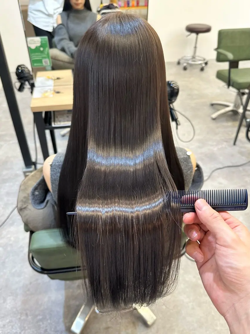ロング カット 縮毛矯正 店長🌟小顔似合わせ デザインカラー◎古田のヘアスタイル