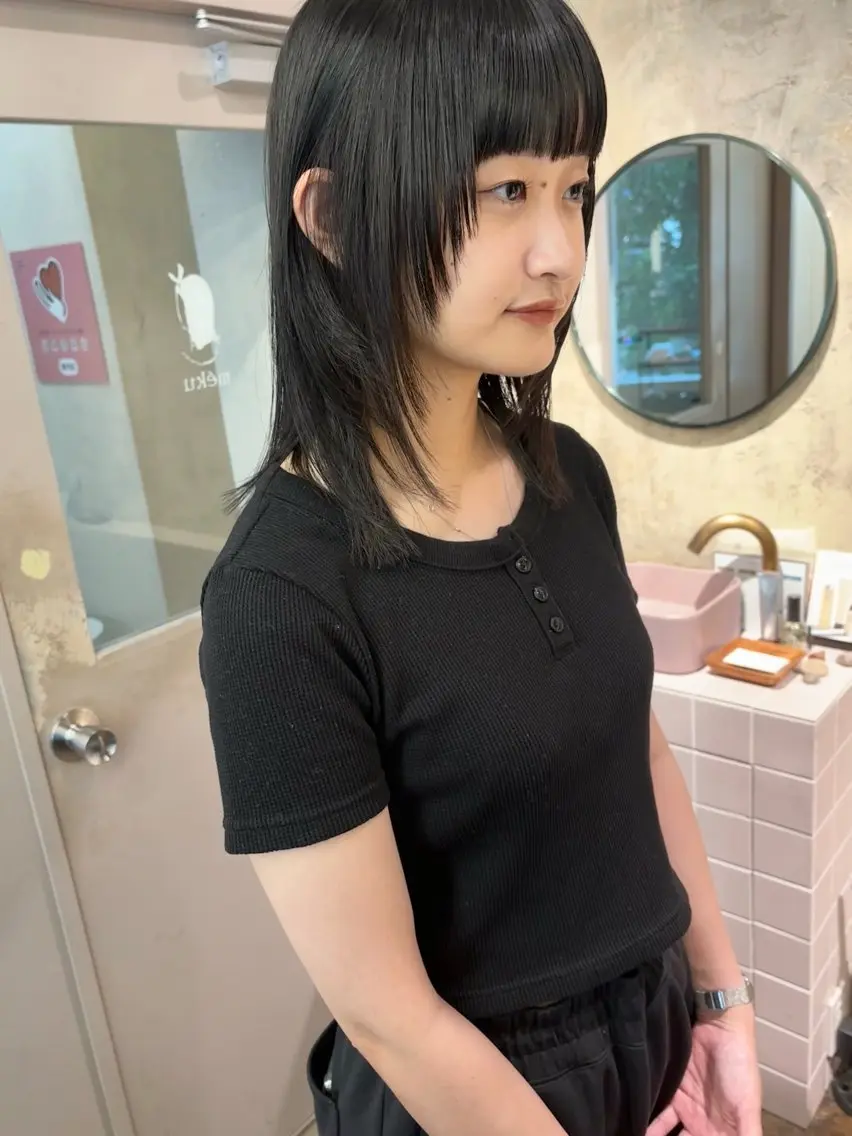 ミディアム 顔周りカット レイヤーカット カット 美空🐇 レイヤー / 透明感カラー🩰のヘアスタイル