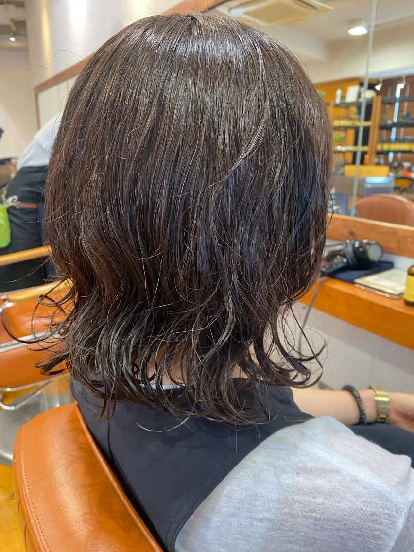 ミディアム パーマ カット パーマ 長澤 しずくのヘアスタイル