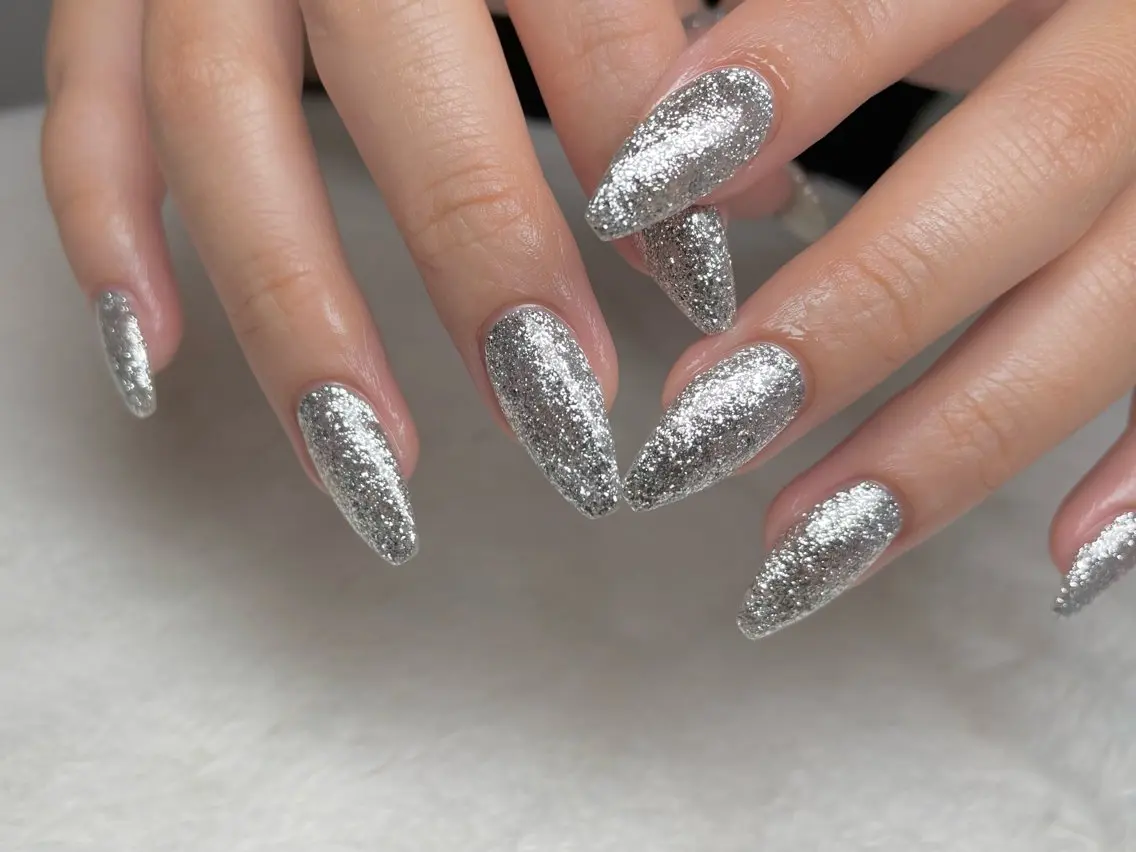 ネイル ラメ(グリッター) シルバー riri-nail Rie Endoのネイルデザイン