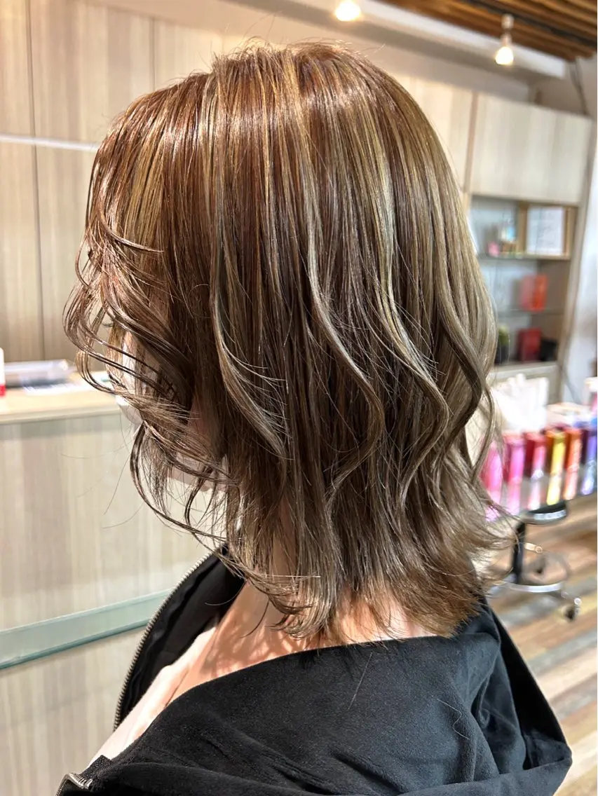 ミディアム カラー ハイライトカラー ハイライト ❤️千葉県代表❤️ 店長❤️柿本翔一朗のヘアスタイル