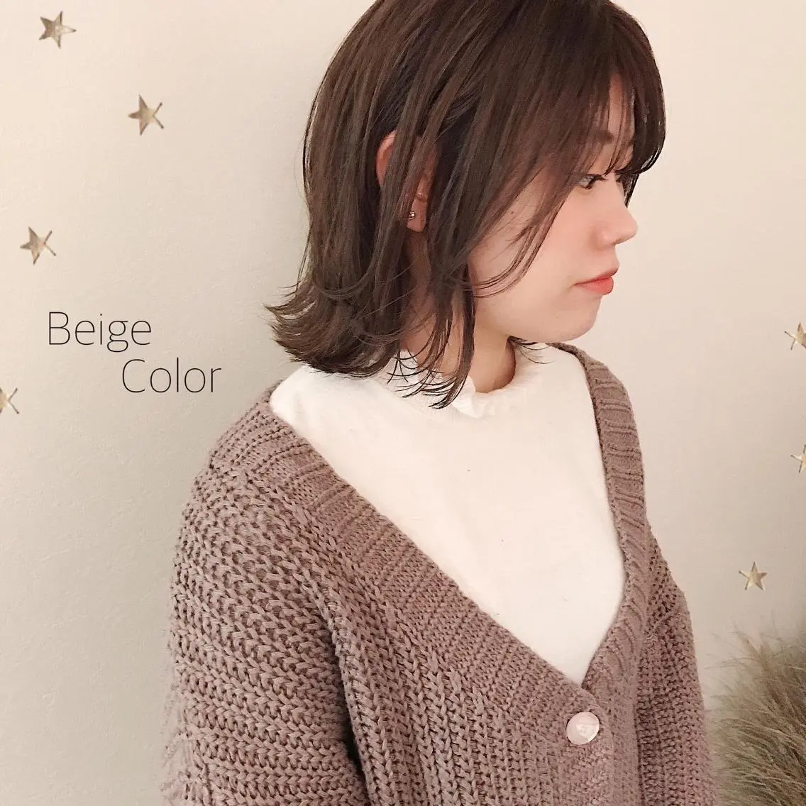 ミディアム カラー カット ヘアカラー 市川 千夏のヘアスタイル