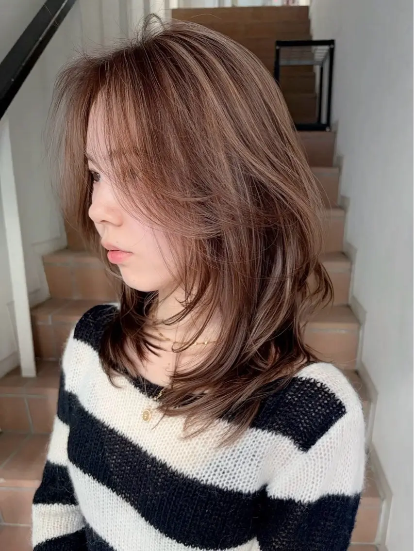 ミディアム カラー ヘアカラー 似合わせ×ハイトーン ブリーチカラー/大雅のヘアスタイル