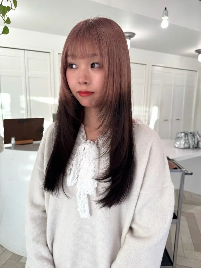 カラー カット ヘアカラー ブリーチカラー🎀 韓国風/寺門美優のヘアスタイル
