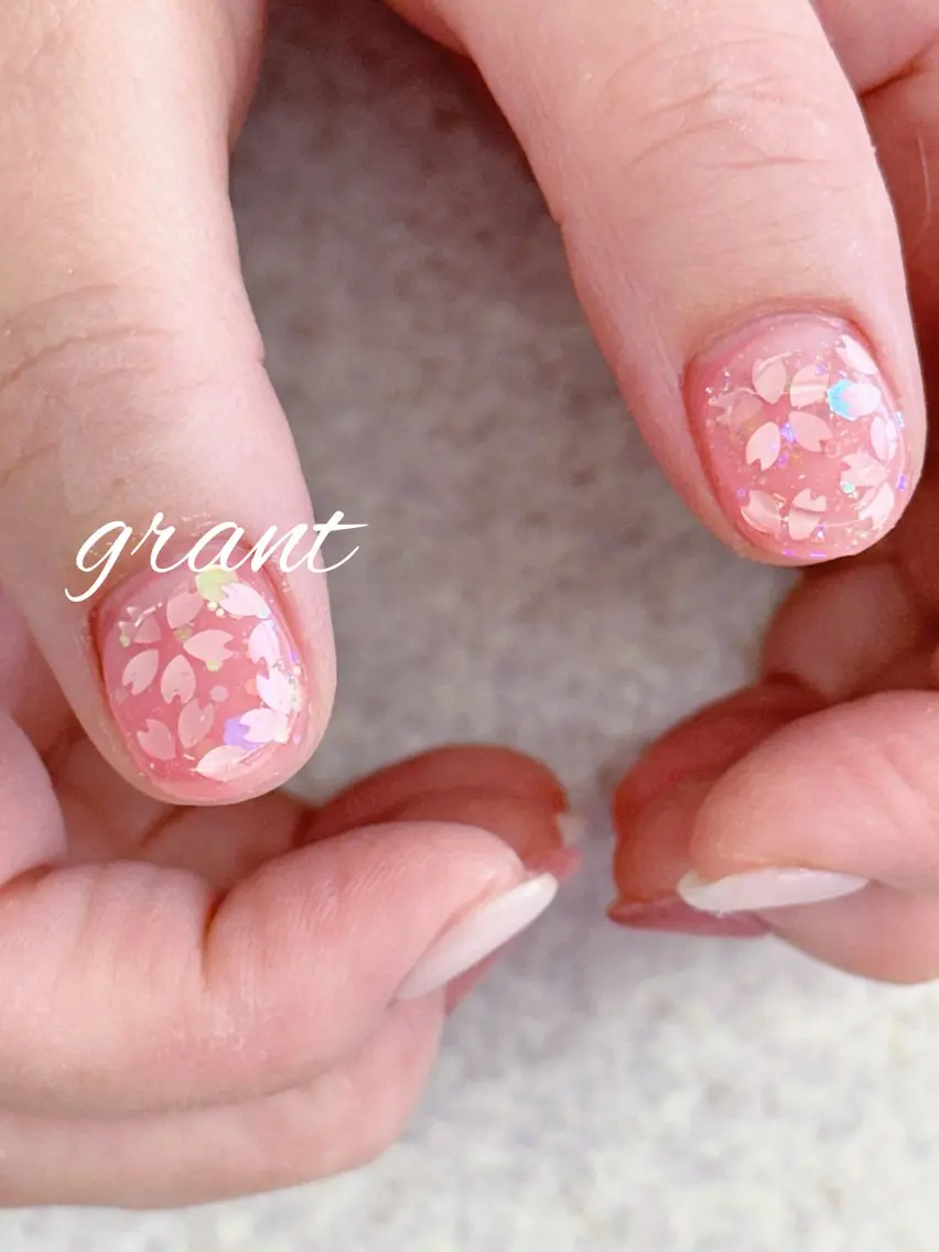 ネイル 桜ネイル 春ネイル ハンドネイル nailsalon grantのネイルデザイン