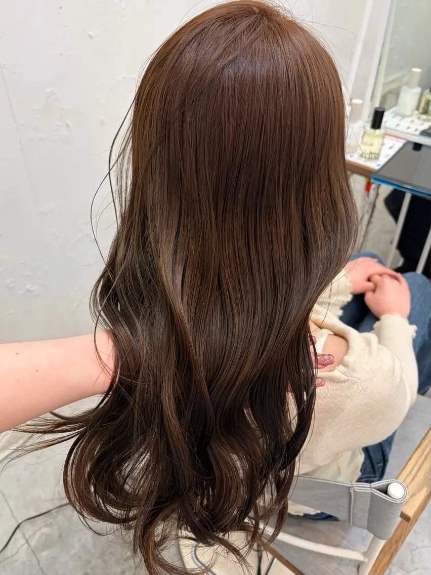 ロング カラー ブラウンカラー ココアブラウン ナカノユウ/本厚木/ レイヤーカットのヘアスタイル
