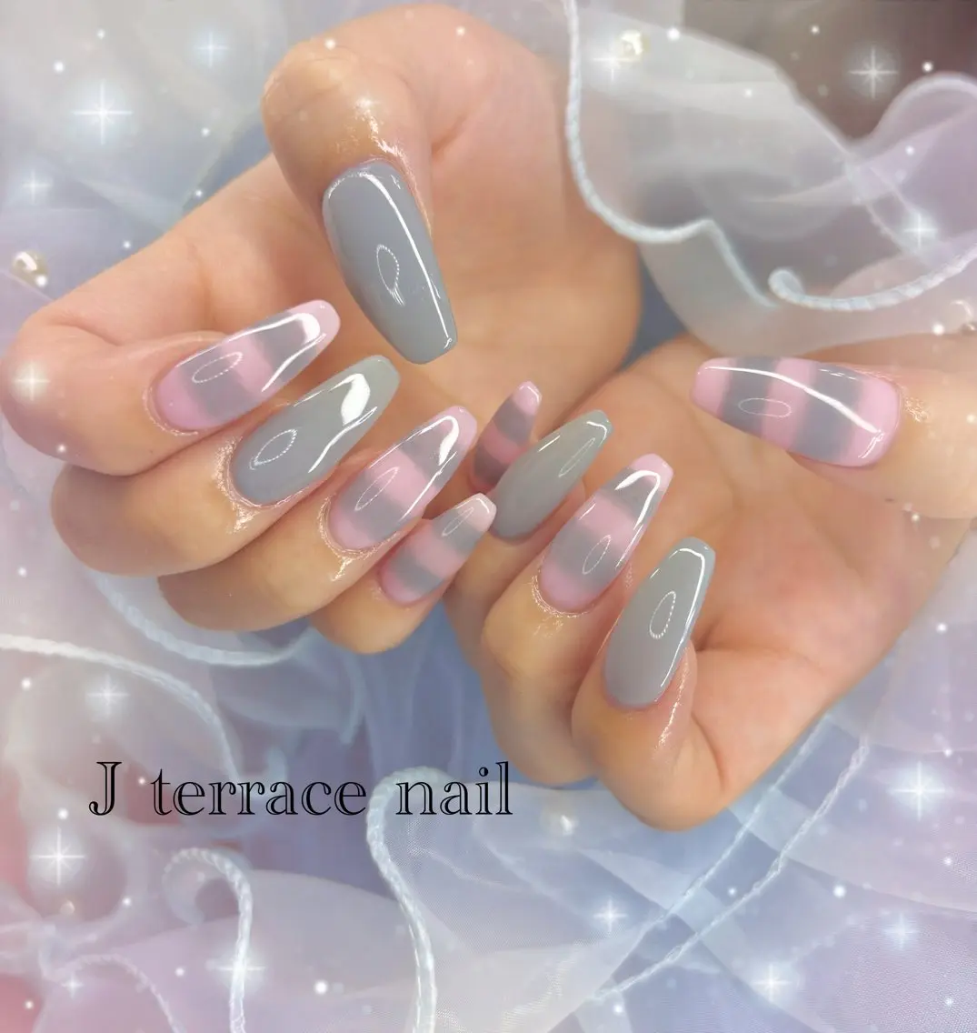 ネイル ハート 持ち込み リボン ストーンネイル J terrace Nailのネイルデザイン