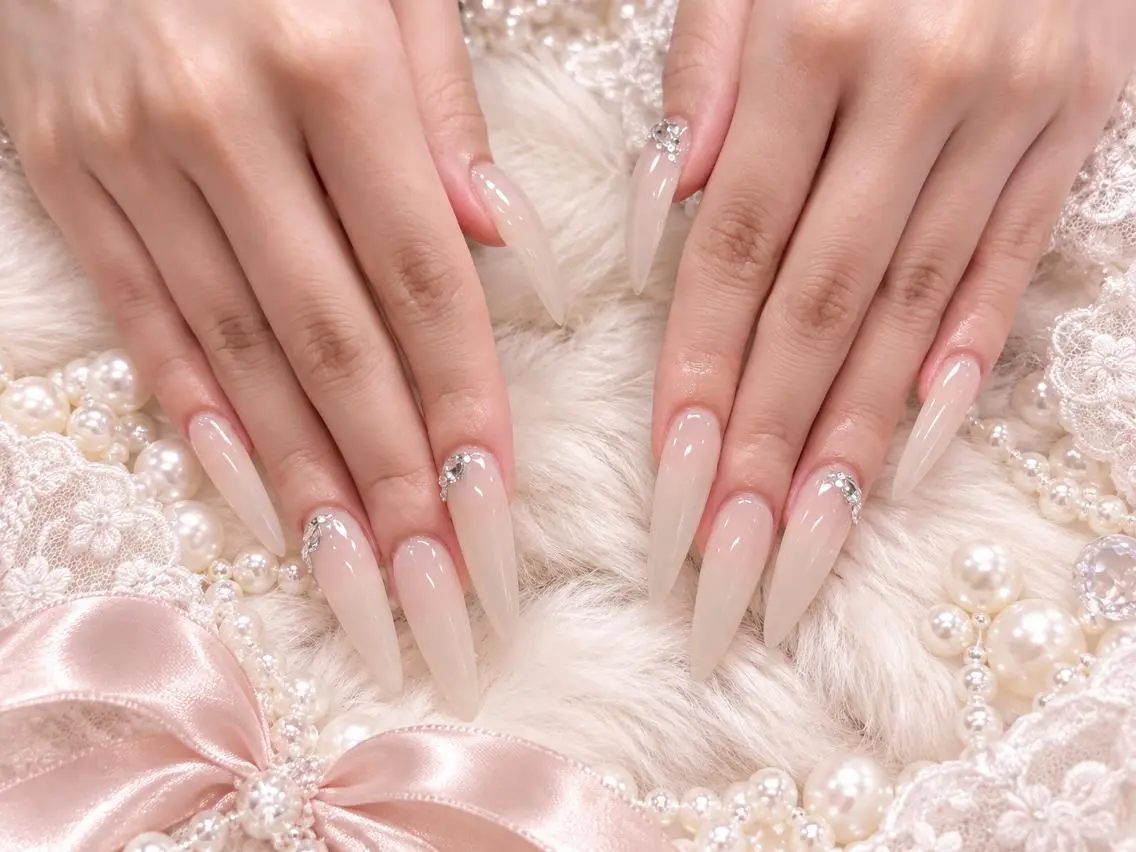 ネイル アートネイル フラッシュネイル フレンチネイル ジェルネイル ガラスフレンチ M2 BEAUTY Rikaのネイルデザイン