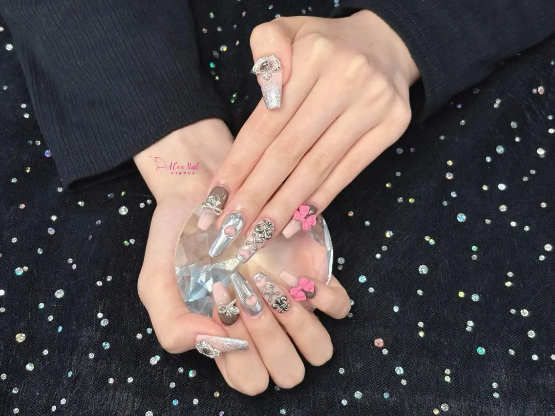 ネイル 桜ネイル 長さ出し フラワーネイル フレンチネイル ジェルネイル ハンドネイル ACon NailSalonのネイルデザイン