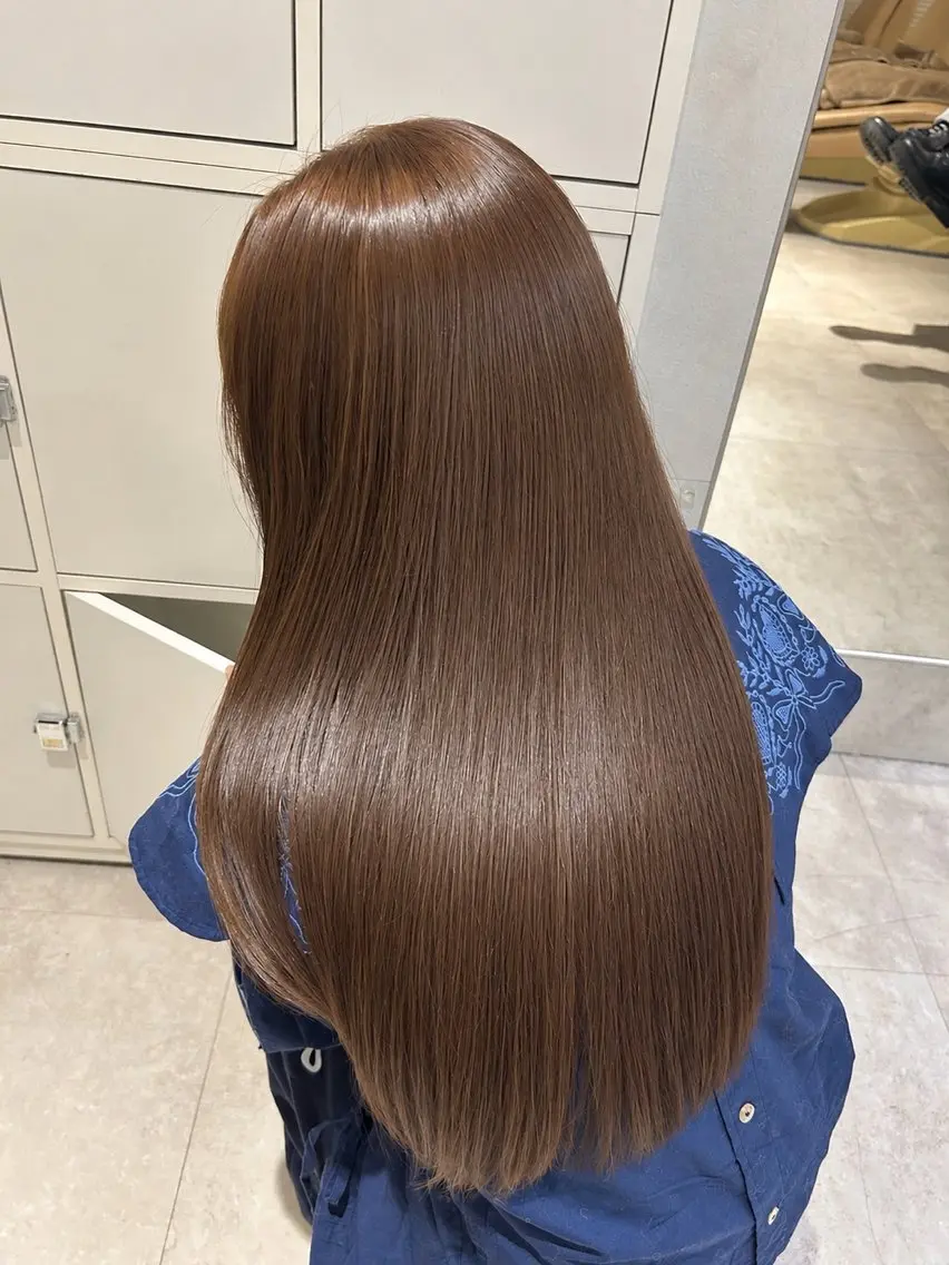ロング カラー ヘアカラー トリートメント ブリーチなし艶髪 ベージュ🎀Rinaのヘアスタイル