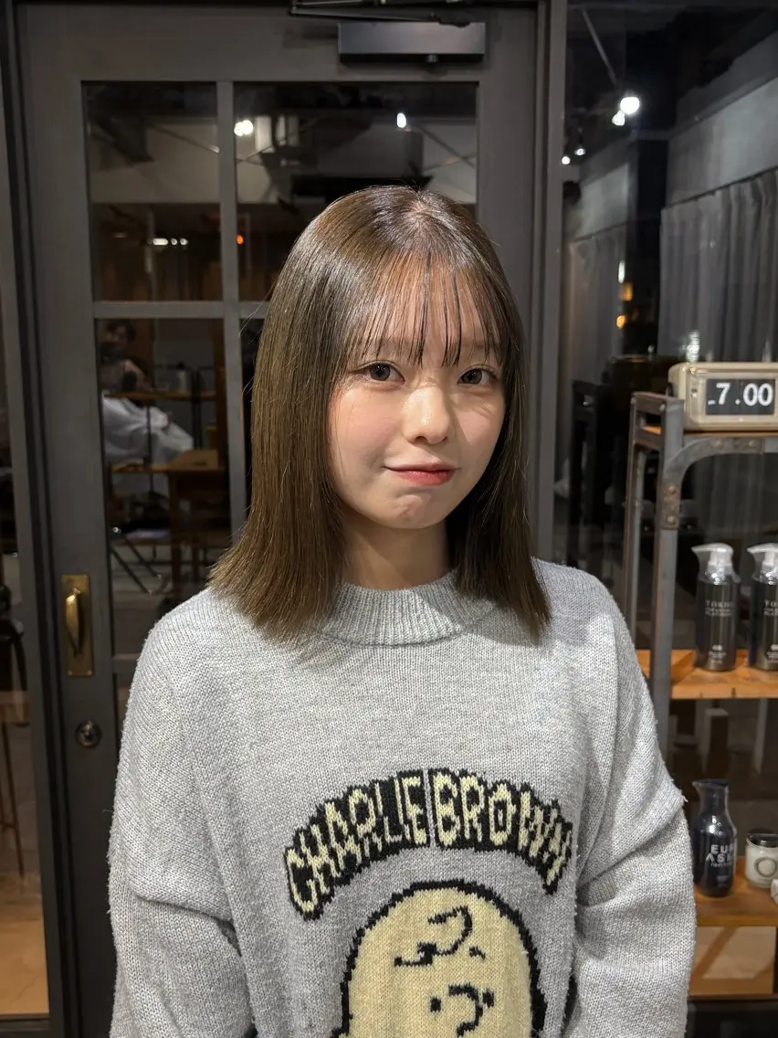 ミディアム カラー ベージュカラー オリーブベージュ ヘアカラー 京都/カラー/松野 翔のヘアスタイル