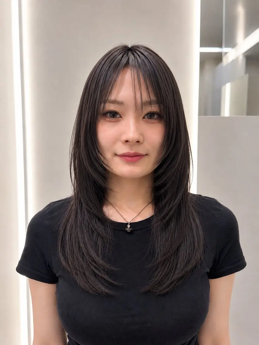 ロング カラー カット ヘアカラー 平田七海 心斎橋のヘアスタイル