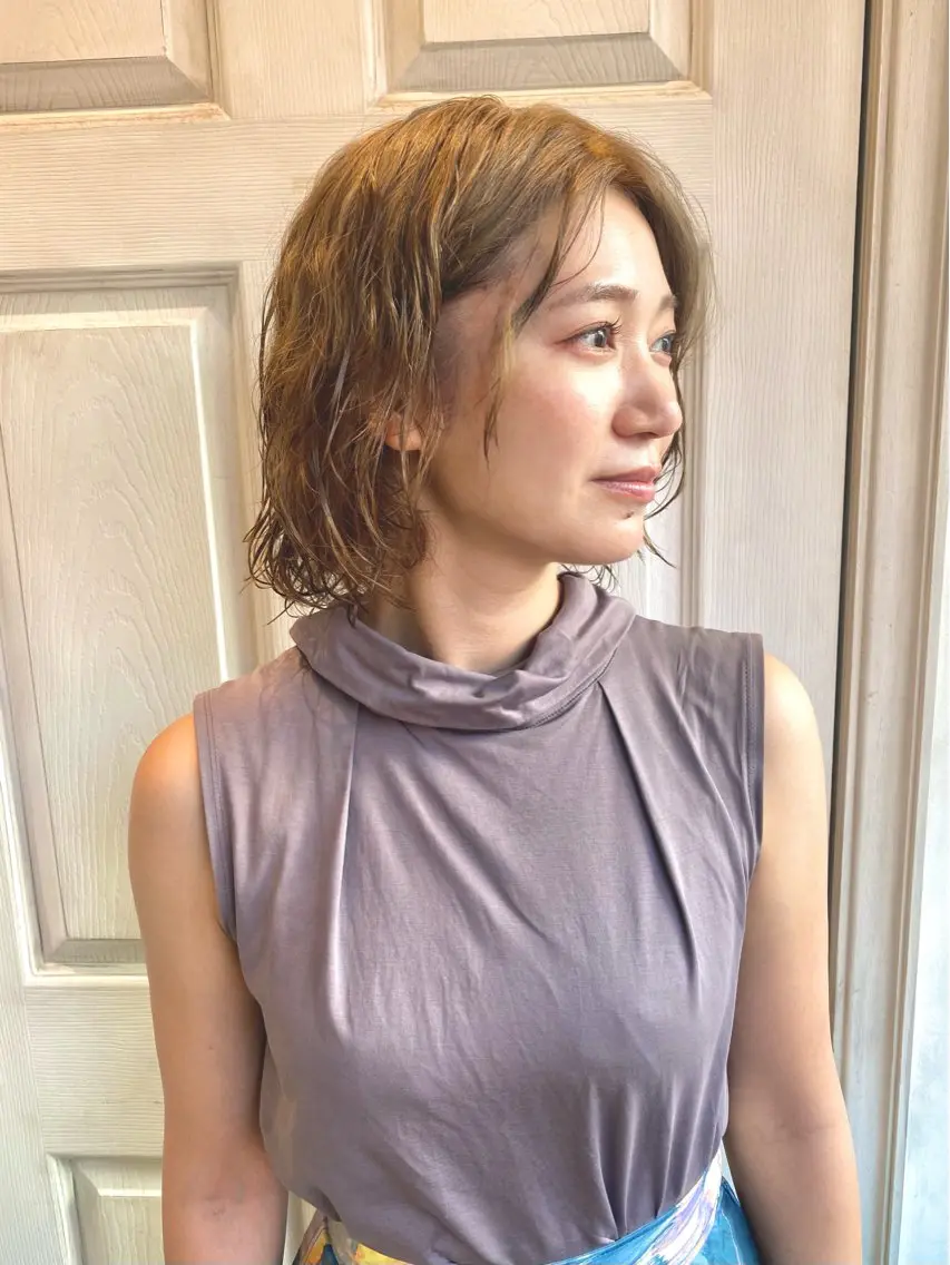 ミディアム パーマ ミディアムパーマ カット パーマ 【🉐学割】応援📣 ミニモ限定🤩千 田のヘアスタイル