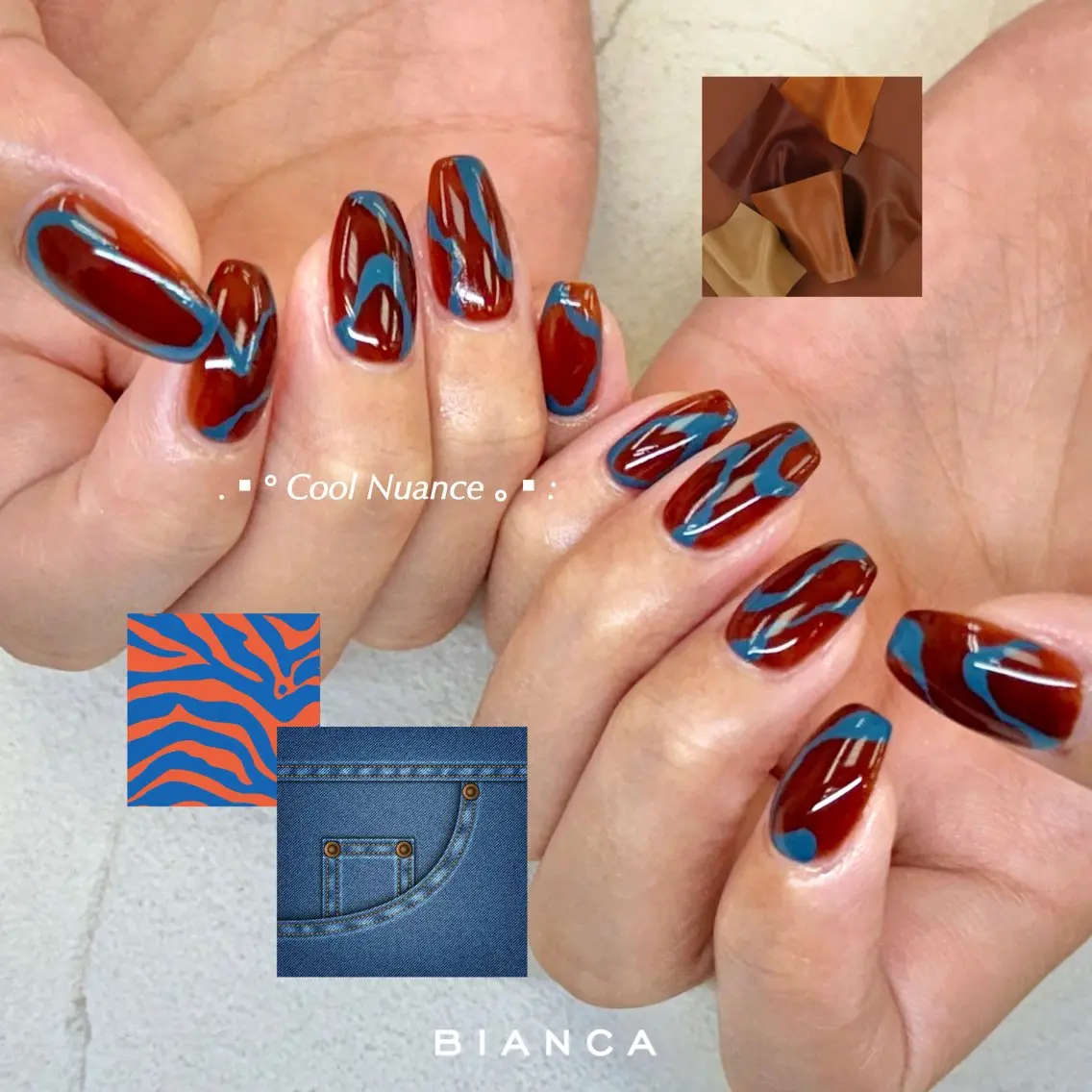 ネイル ブラウン ニュアンスネイル ハンドネイル Bianca大宮 Nail*森澤のネイルデザイン