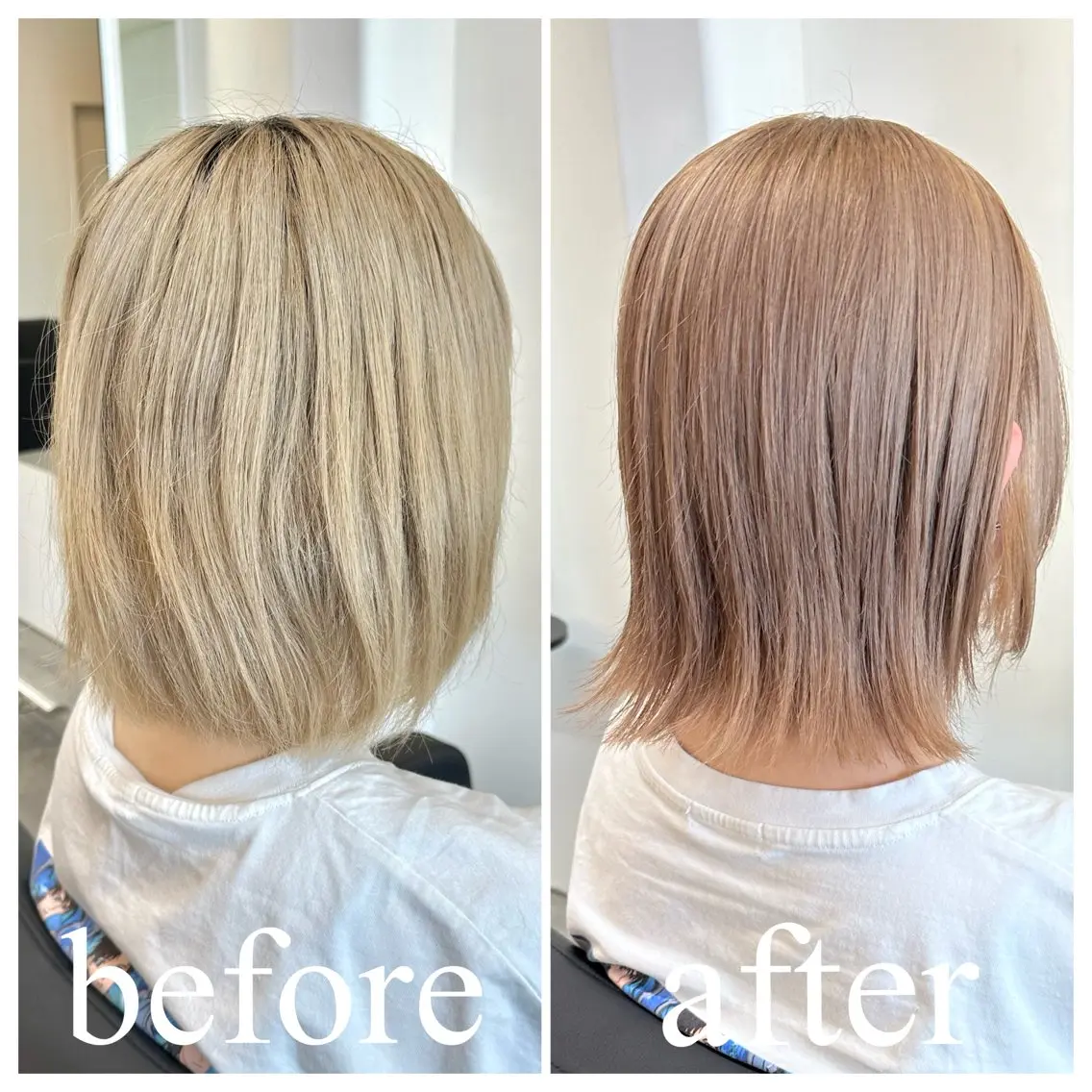 ミディアム カラー ベージュカラー 外ハネヘア 山本 駿介のヘアスタイル