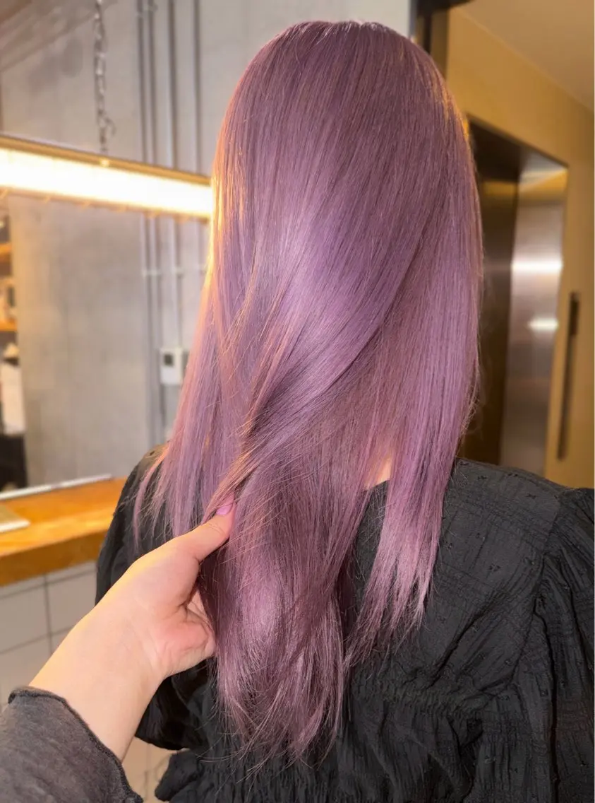 ロング カラー ブリーチ 透明感カラー ラベンダーカラー ヘアカラー |原宿|ハイトーン| 揺のヘアスタイル