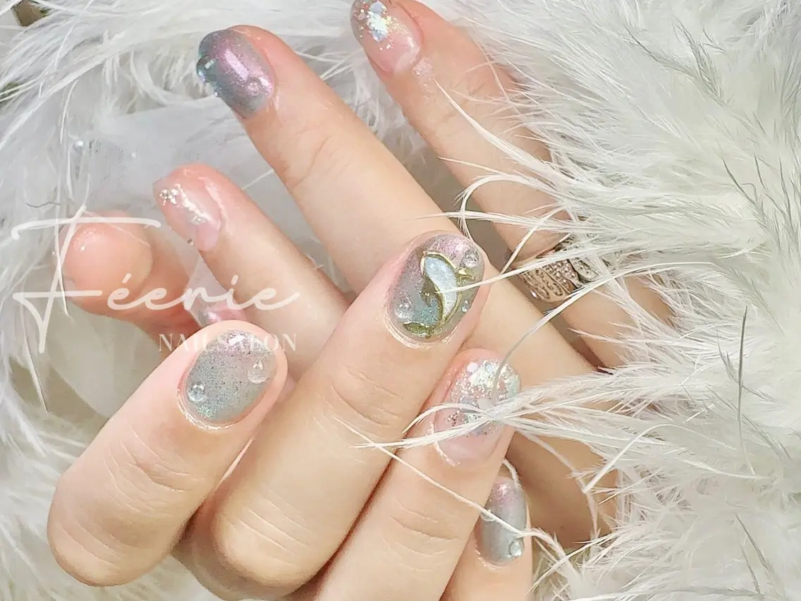ネイル 韓国ネイル マグネットネイル ニュアンスネイル シンプルネイル ワンホンネイル ハンドネイル ハンドケア nail salon Feerieのネイルデザイン