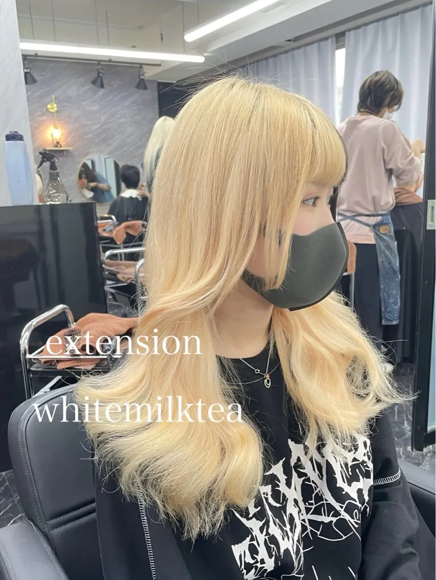 セミロング カラー エクステ エクステ🩵ブリーチ 韓国ヘア🩵KAEのヘアスタイル